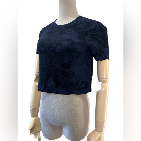 Alexander McQueen Bicolor Spine Lace Jacquard Knit Crop - Picture 3 of 10